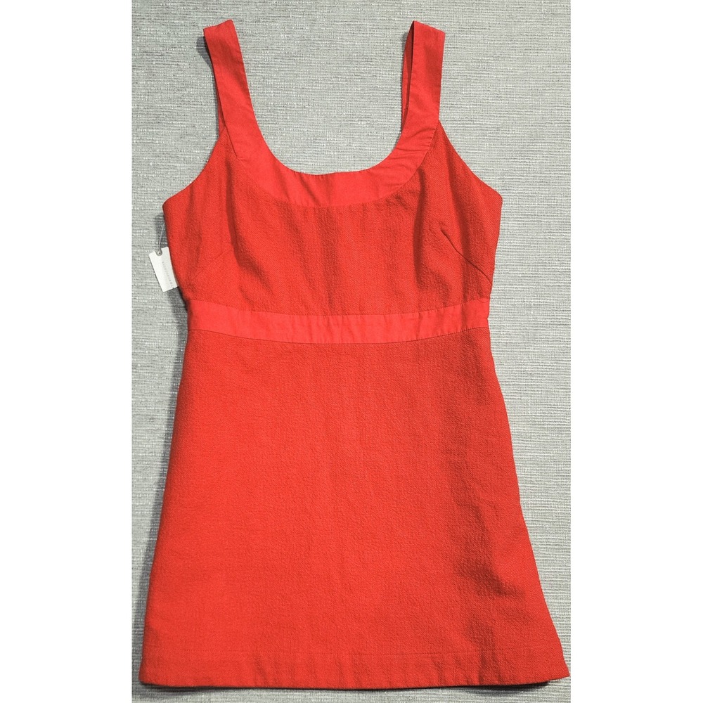 New Maeve Anthropologie Red Textured Empire Waist‎ Mini Dress Sleeveless Size 14